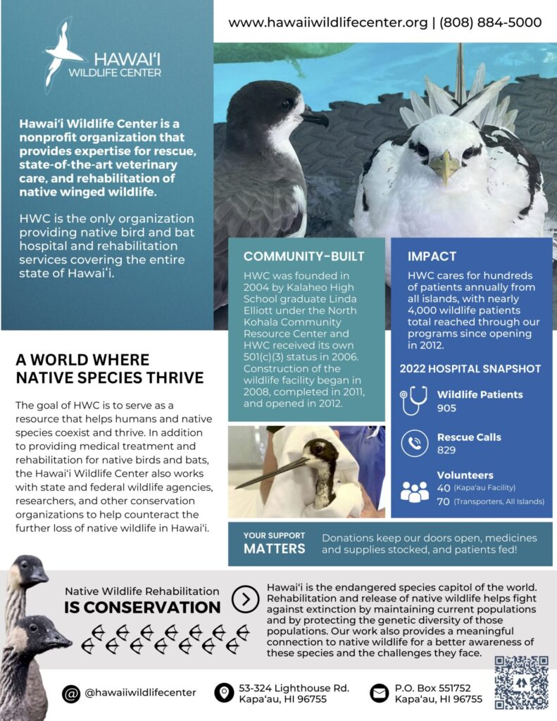 Hawaii Wildlife Center introduction flyer